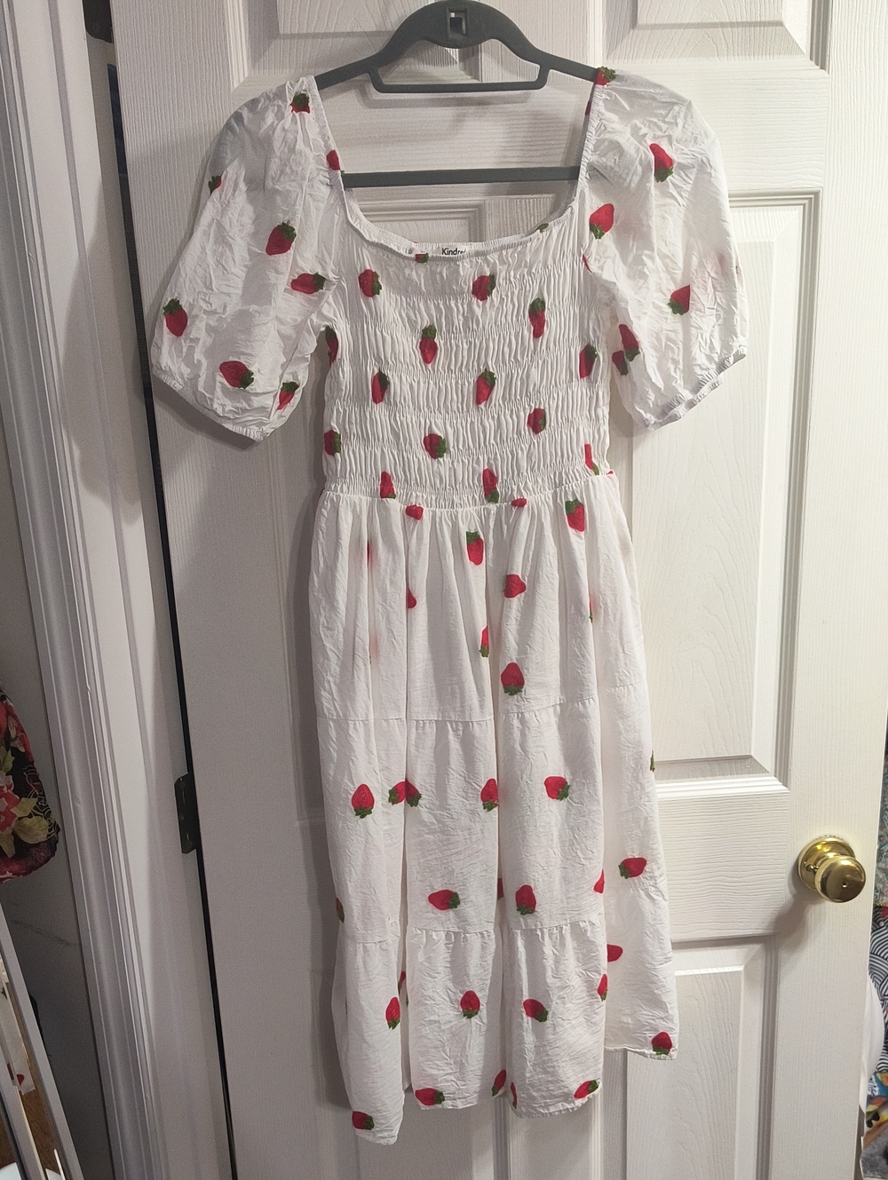 Kindred Cotton Strawberry-Print Puff Sleeve Dress